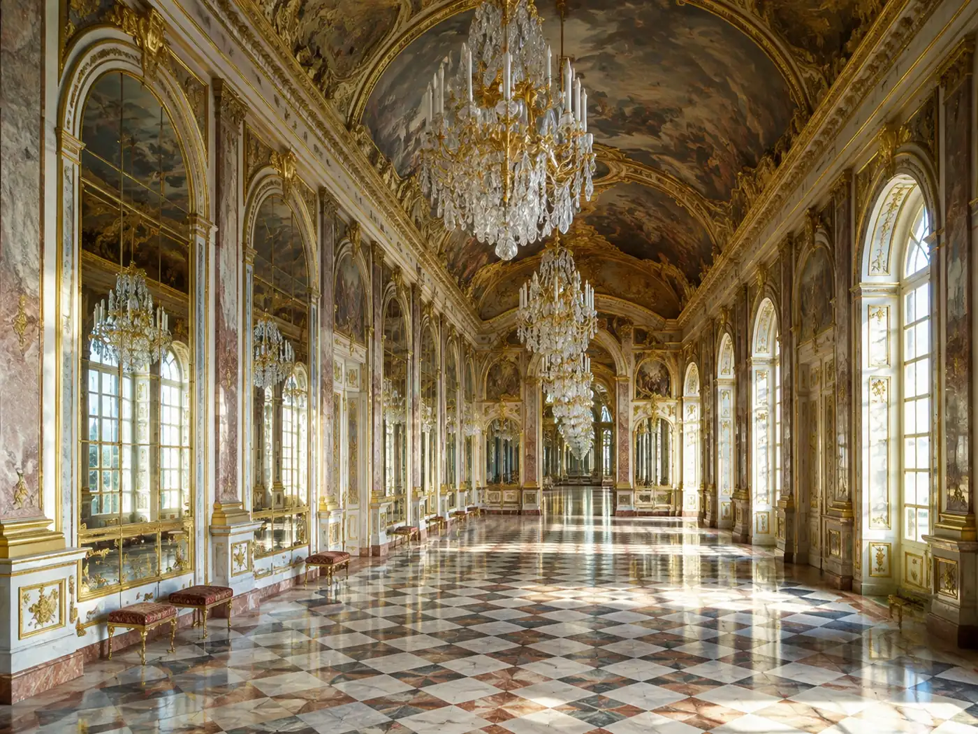 The Galleria degli Specchi—the Hall of Mirrors
